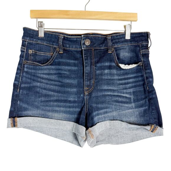 American Eagle Outfitters Pants - American Eagle Next Level Stretch High Rise Cuffed Blue Denim Jean Shorts 16